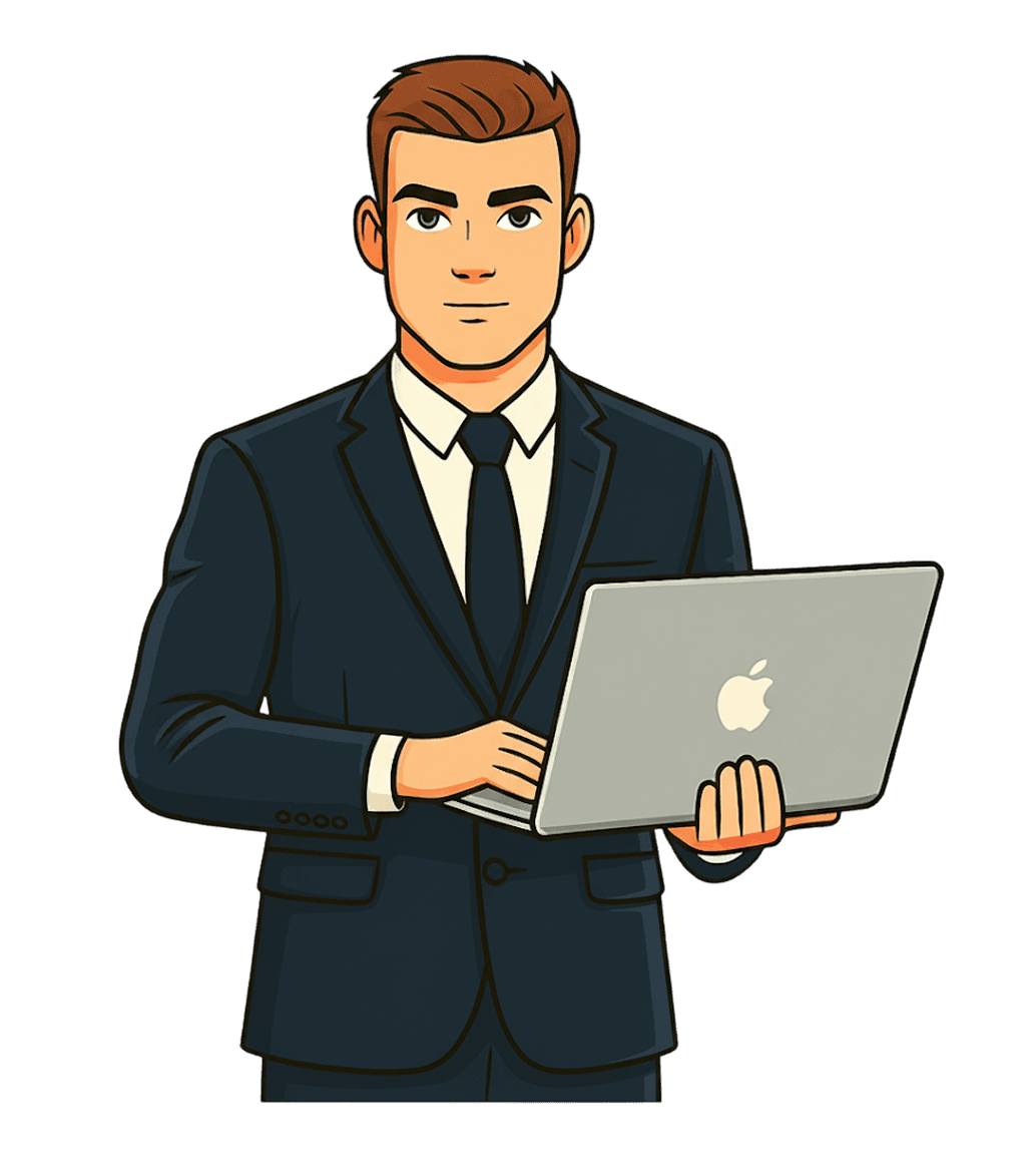 Michał Wodyński - zdjęcie postaci z laptopem